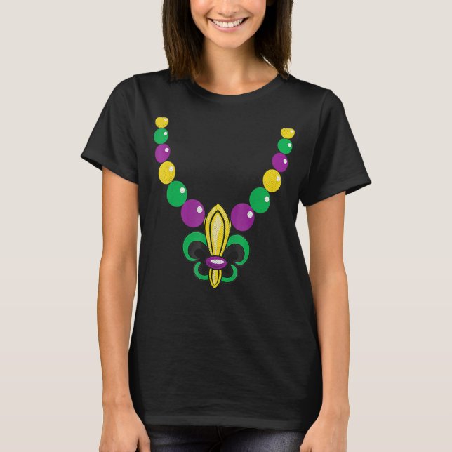 T-shirt Mardi Gras Beads Fleur De Lis Carnaval Hommes Femm (Devant)