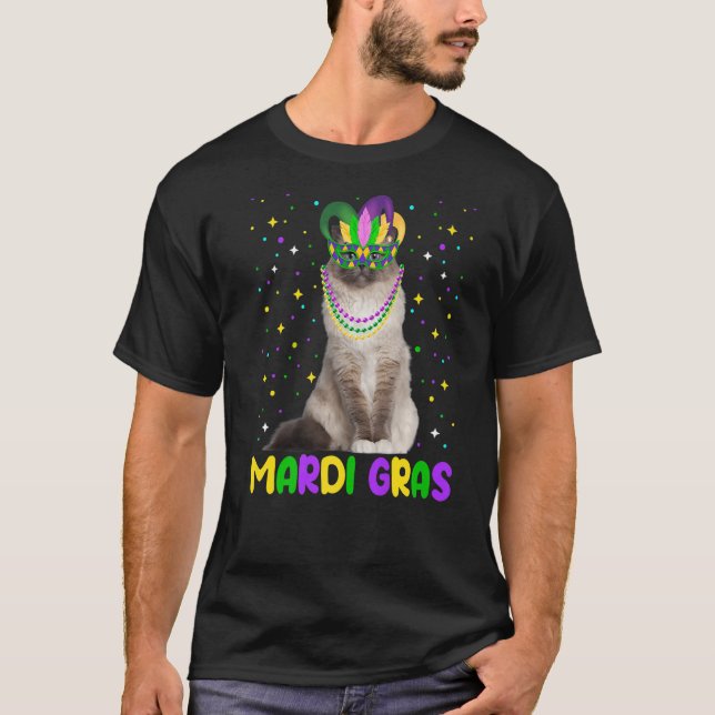T-shirt Mardi Gras Carnavals Cute Birman Chat Animaux (Devant)