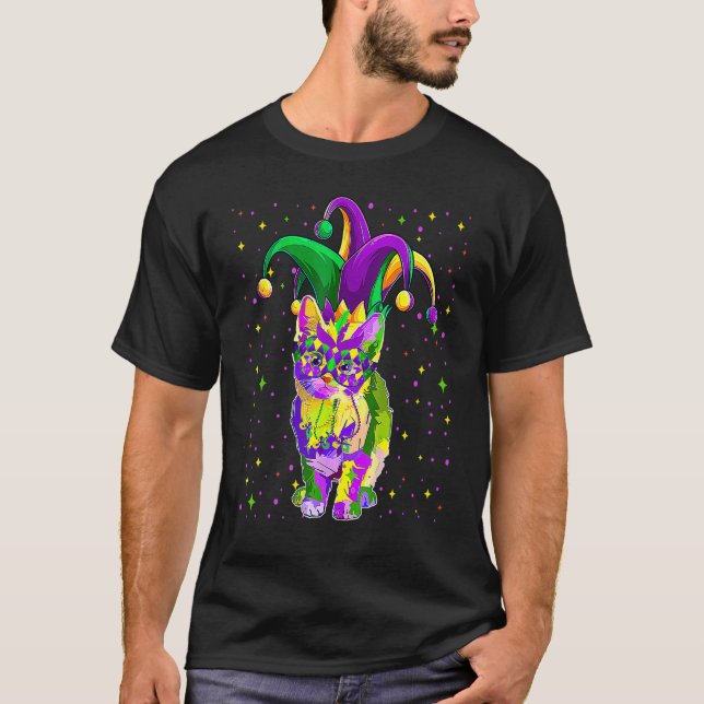 T-shirt Mardi Gras Cat Mask Funny Carnival Parade Party Ca (Devant)