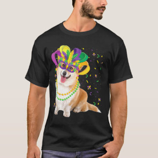 T-shirt Mardi Gras Corgi Fête des animaux de chien
