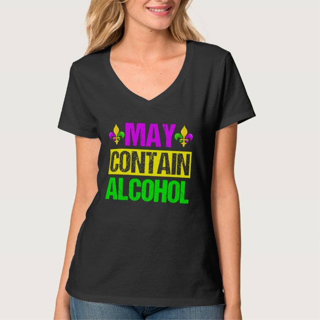 T-shirt Mardi Gras Costume May Contain Alcohol  Party Men  (Devant)