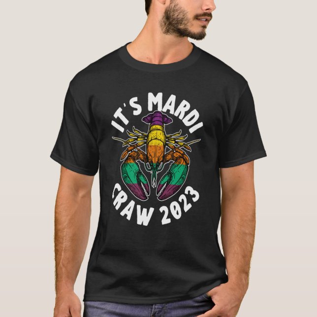 T-shirt Mardi Gras Crawfish 2023 Happy Mardi Craw (Devant)