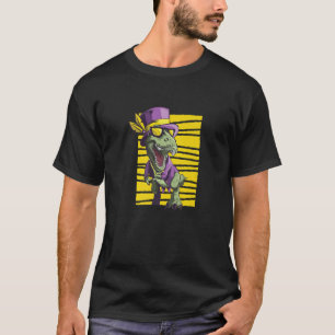 T-shirt Mardi Gras Cute Funny Dinosaur T Rex En Casquette 