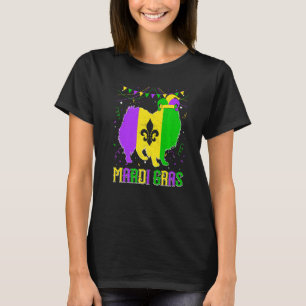 T-shirt Mardi Gras drôle American Eskimo Dog Papa Maman Ma