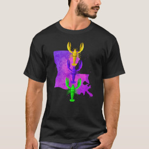 T-shirt Mardi Gras écrevisse, Louisiane carte splash, M
