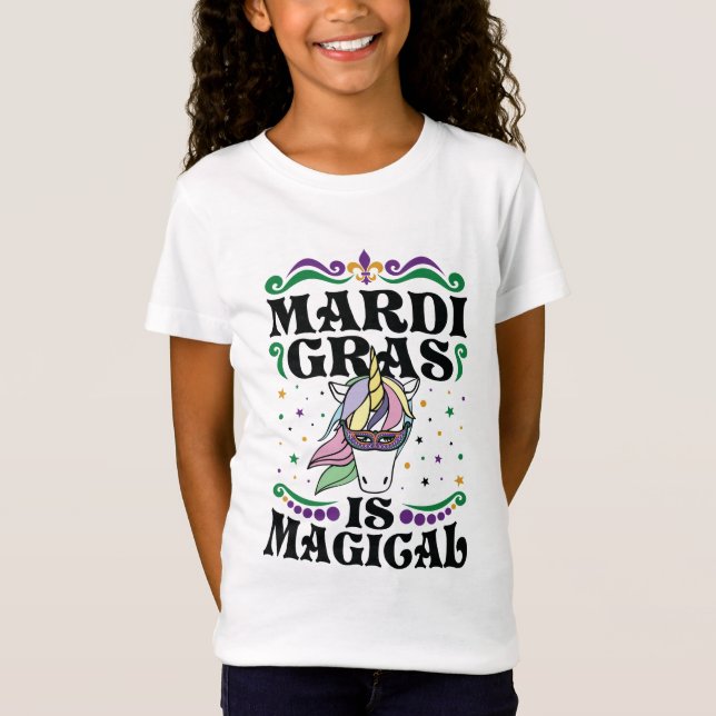 T-Shirt Mardi Gras Est Magique Cute Unicorn (Devant)