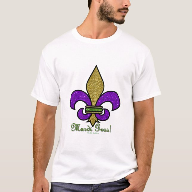 T-shirt Mardi Gras Fleur De Lis Coloré (Devant)