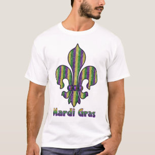 T-shirt Mardi gras Fleur de lis de rayure