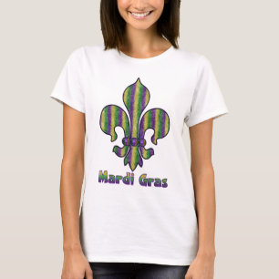 T-shirt Mardi gras Fleur de lis de rayure