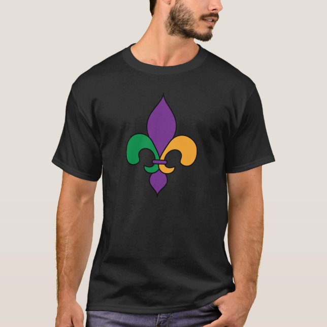 T-shirt Mardi Gras Fleur de Lis Noir (Devant)
