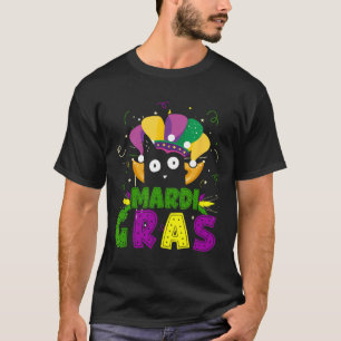 T-shirt Mardi Gras Funny Chat Noir Portant Clown Chat Mard