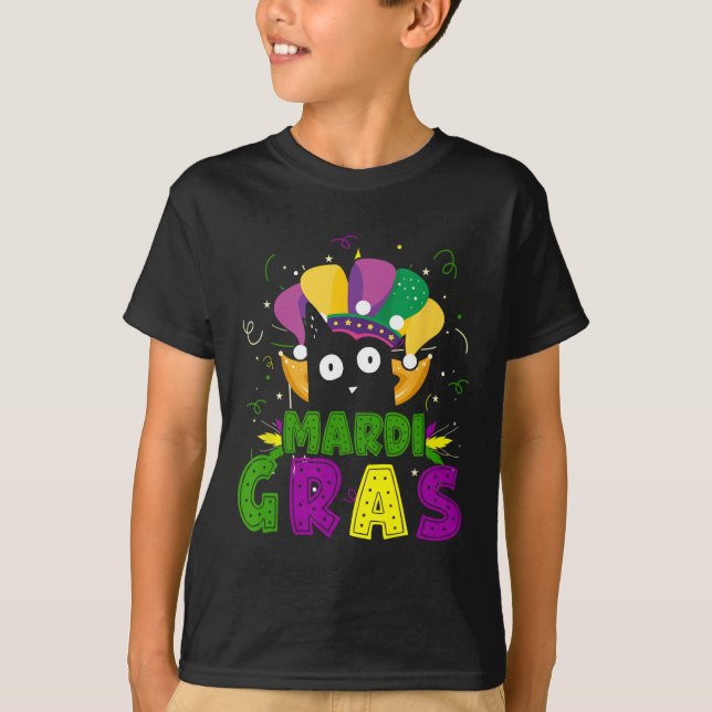 T-shirt Mardi Gras Funny Chat Noir Portant Clown Chat Mard (Devant)