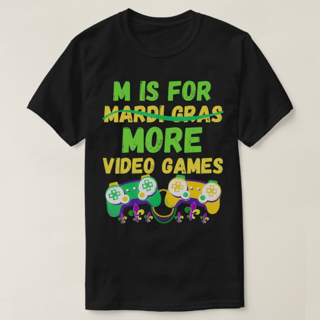 T-shirt Mardi Gras Gamers Video Games Controller Son Kids  (Design devant)