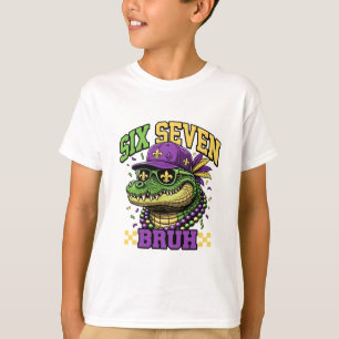 T-shirt Mardi Gras Gator Six Seven Bruh Kids Carnaval