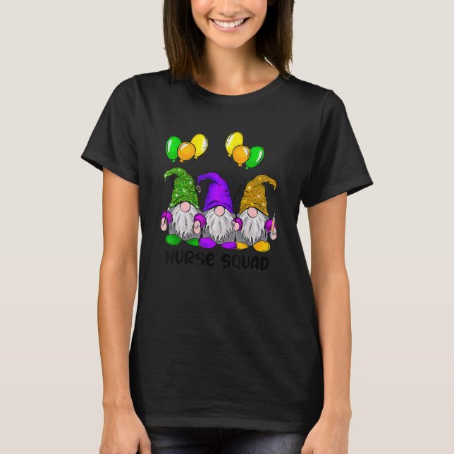 T-shirt Mardi Gras Gnomes Nurse Squad Funny Carnival Tees (Devant)