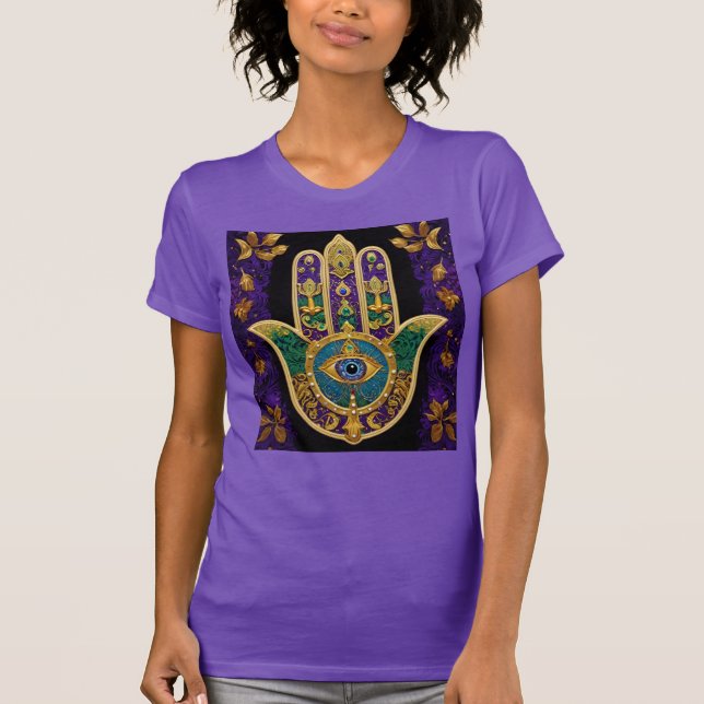 T-shirt Mardi Gras Gold violet vert Hamsas Art (Devant)