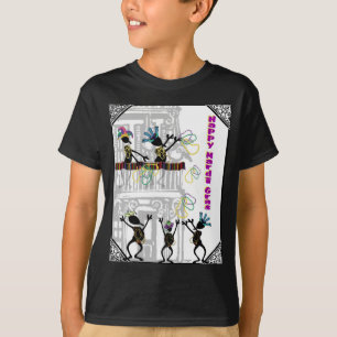 T-shirt Mardi gras heureux--Scène de balcon
