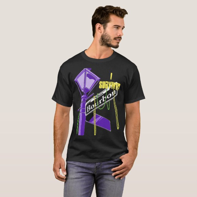 T-shirt Mardi gras - j'ai survécu à la rue de Bourbon (Devant entier)