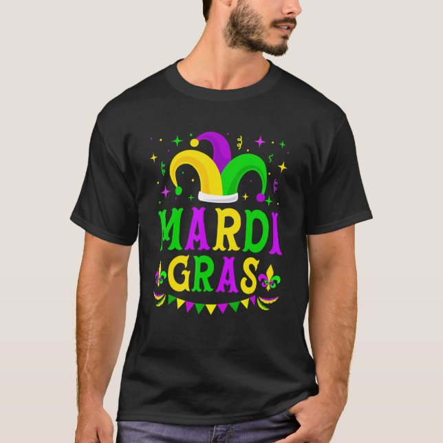 T-shirt Mardi Gras Jester Hat Funny Parade Costume Men Wom (Devant)