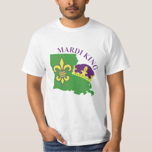 T-shirt Mardi Gras King Louisiane Crown & Fleur De Lis
