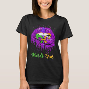 T-shirt Mardi Gras Lèvres Costume Queen Carnival Purple &