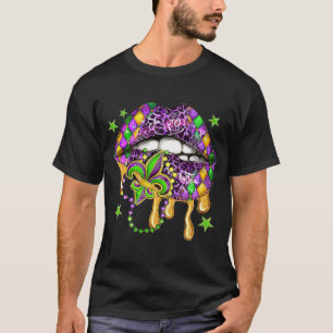 T-shirt Mardi Gras Lèvres Costume Queen Carnival Purple & 