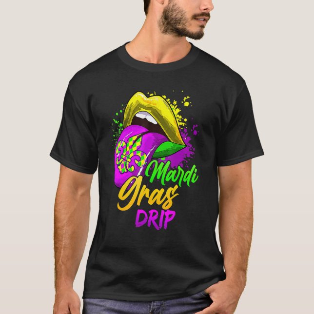 T-shirt Mardi Gras Lèvres Déchirantes Mardi Gras Couleurs  (Devant)