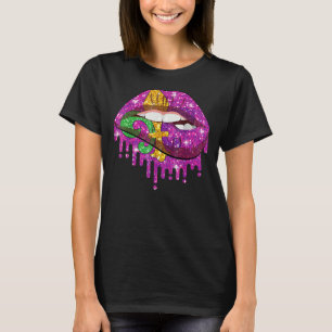 T-shirt Mardi Gras Lèvres Queen Carnival Purple & Gold Fle