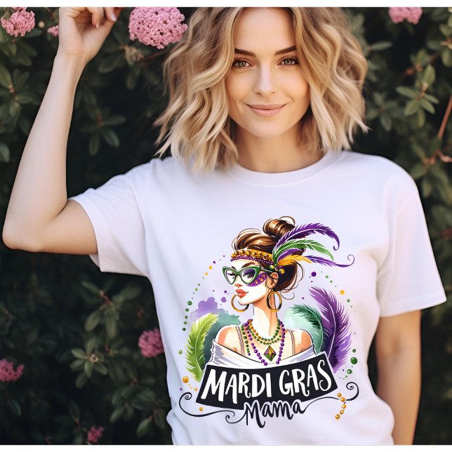T-shirt Mardi Gras Mama Messy Bun Lunettes de cheveux Happ (Créateur téléchargé)