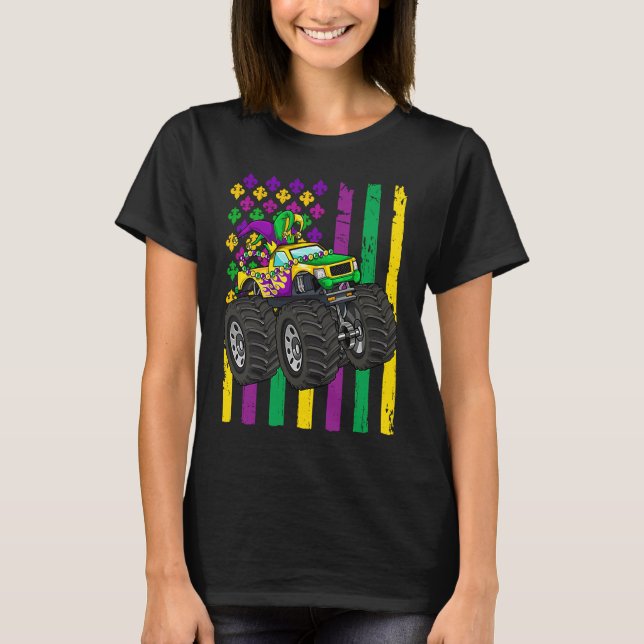 T-shirt Mardi Gras Monster Camion perles Jester Drapeau En (Devant)