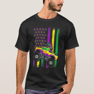 T-shirt Mardi Gras Monster Truck Jester Beads Chemise Drap