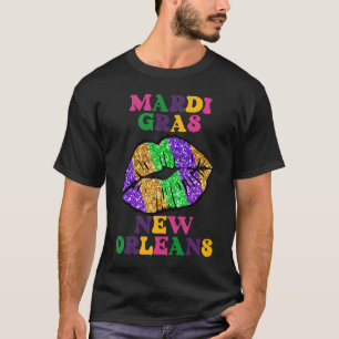 T-shirt Mardi Gras New Orleans Carnival Lips Pour Femmes L