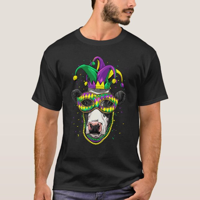 T-shirt Mardi Gras Party Carnival Jester Cow Farmer Animal (Devant)