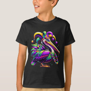 T-shirt Mardi Gras Pelican Louisiana Jester Casquette B