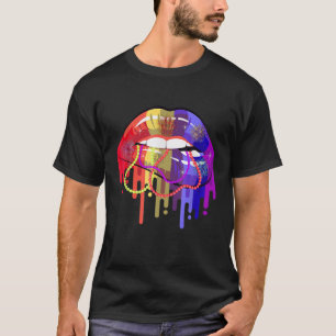 T-shirt Mardi Gras Pour Femmes Lèvres Costume Reine Carnav