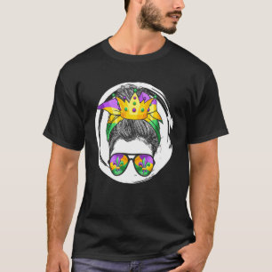 T-shirt Mardi Gras Queen, Messy Bun, Mardi Crown, Funny Ma