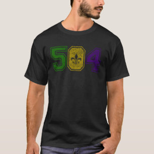 T-shirt Mardi Gras Retro Arboré Fleur De Lis NOLA 504