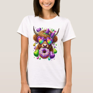 T-shirt Mardi Gras Rétro Png, Vache des Highlands
