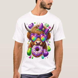 T-shirt Mardi Gras Rétro Png, Vache des Highlands