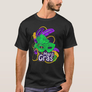 T-shirt Mardi Gras T Mardi Gras 2022 Plumes de masque perl