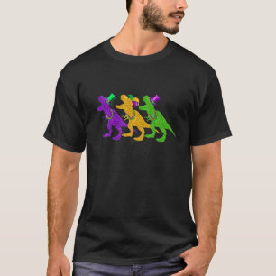 T-shirt Mardi Gras Trex Dinosaur Costume Partie Amoureux H