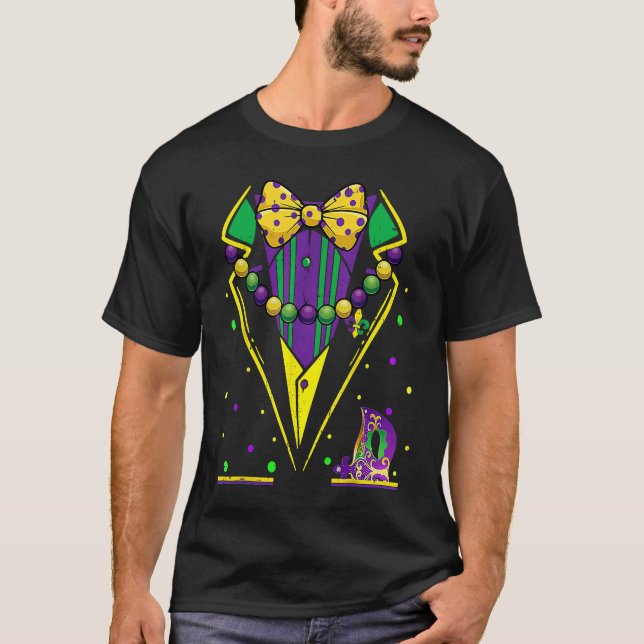 T-shirt Mardi Gras Tuxedo Vest Party Suit Carnival Parade  (Devant)
