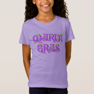 T-Shirt Mardi Gras Typographie Carnaval violet jaune vert