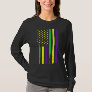 T-shirt Mardi Gras US Flag Baseball Bat Patriotic Men Wome