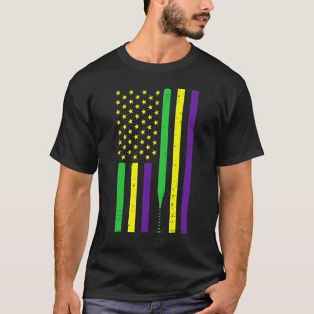T-shirt Mardi Gras US Flag Baseball Bat Patriotic Men Wome (Devant)