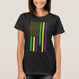 T-shirt Mardi Gras US Flag Baseball Bat Patriotic Men Wome