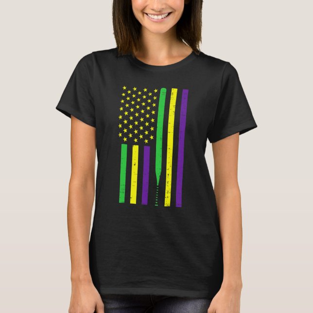T-shirt Mardi Gras US Flag Baseball Bat Patriotic Men Wome (Devant)