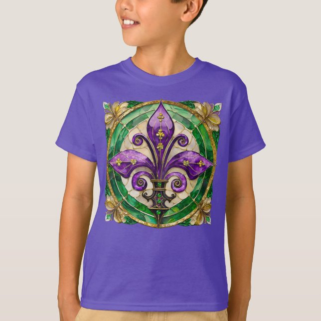 T-shirt Mardi Gras Vitrail Fleur de lis (Devant)