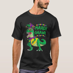 T-shirt Mardi Grawr Dino-Jester Tenue Mardi Gras T Rex Ki