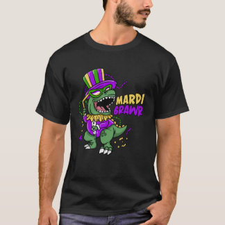 T-shirt Mardi Grawr Rex Dinosaur Cool Dino Mardi Gras